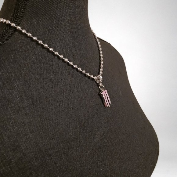 Baby Pink Monster Logo Ball Bead Choker Necklace - Picture 9 of 10